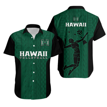 Hawaii Volleyball Hawaiian Shirt Hawaiian Kakau Green Style