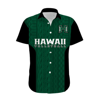 Hawaii Volleyball Hawaiian Shirt Hawaiian Kakau Green Style
