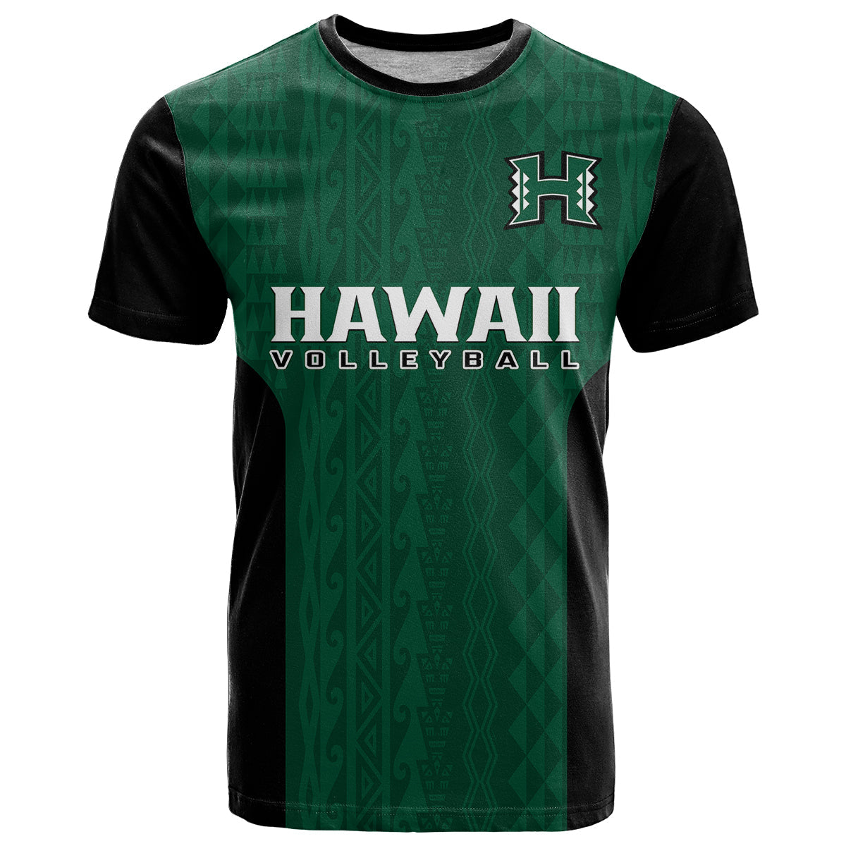 Hawaii Volleyball T Shirt Hawaiian Kakau Green Style