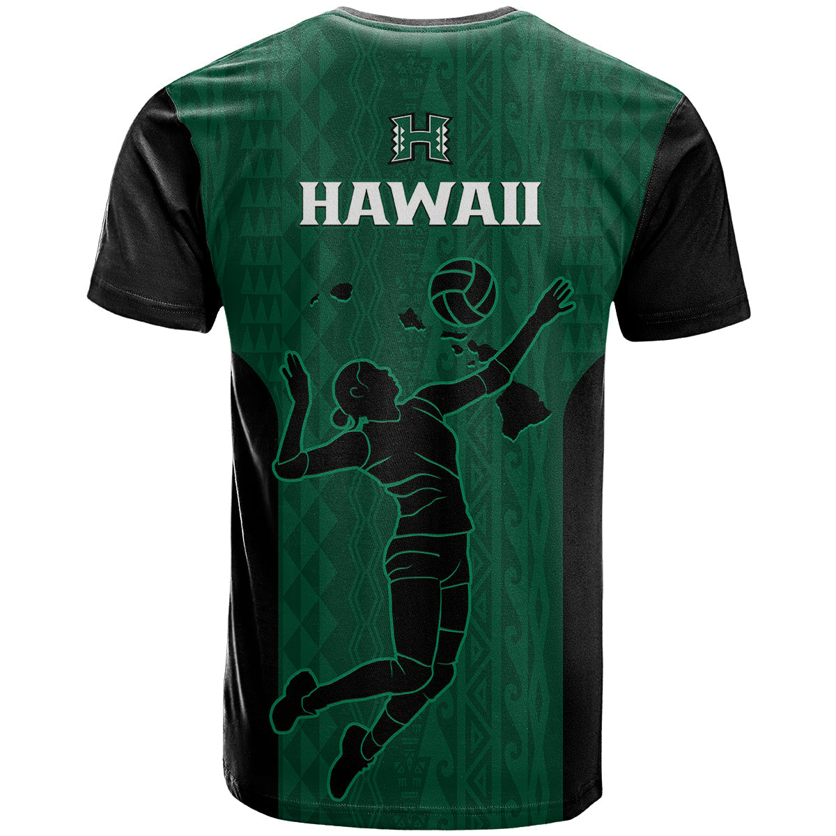 Hawaii Volleyball T Shirt Hawaiian Kakau Green Style