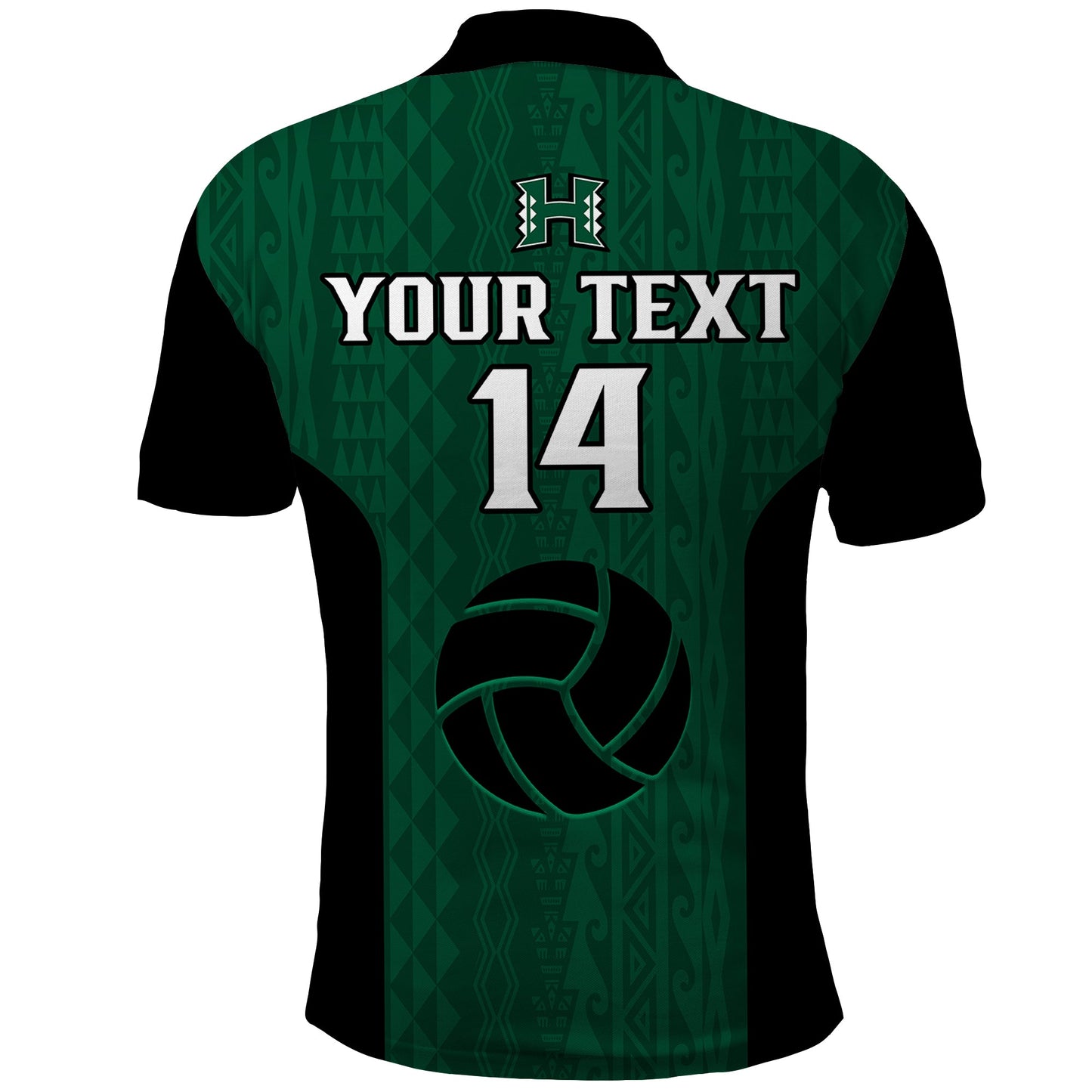 Custom Text And Number Hawaii Volleyball Polo Shirt Hawaiian Kakau Green Style
