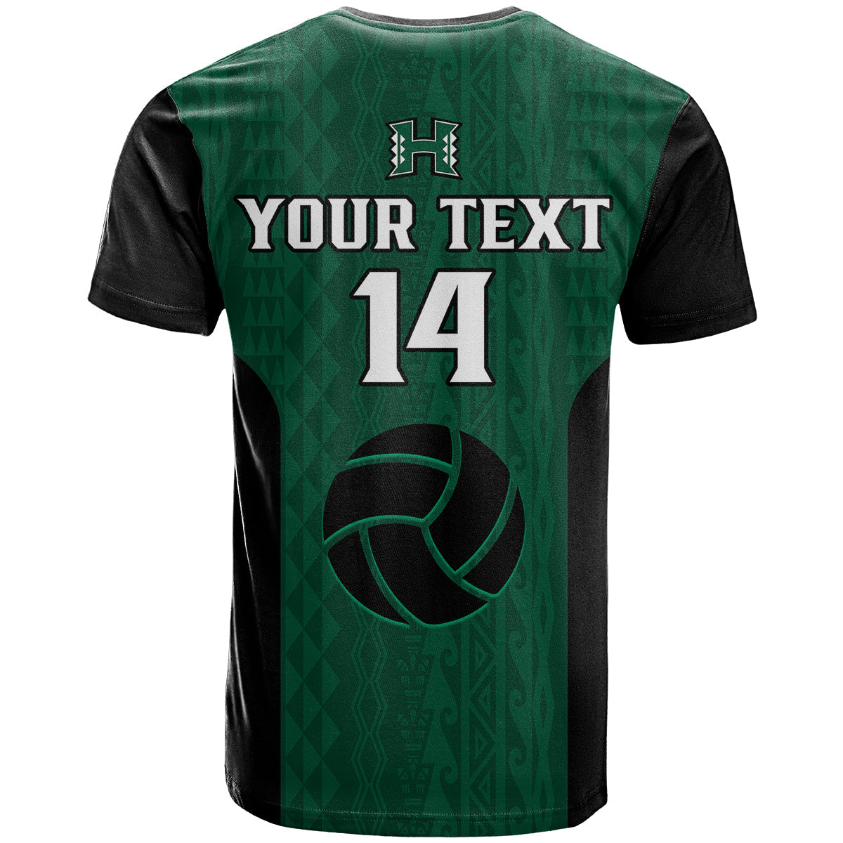 Hawaii Volleyball T Shirt Hawaiian Kakau Green Style
