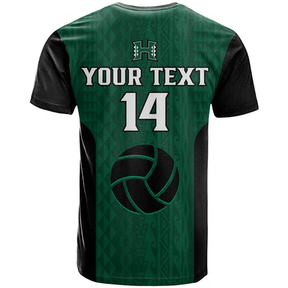 Hawaii Volleyball T Shirt Hawaiian Kakau Green Style