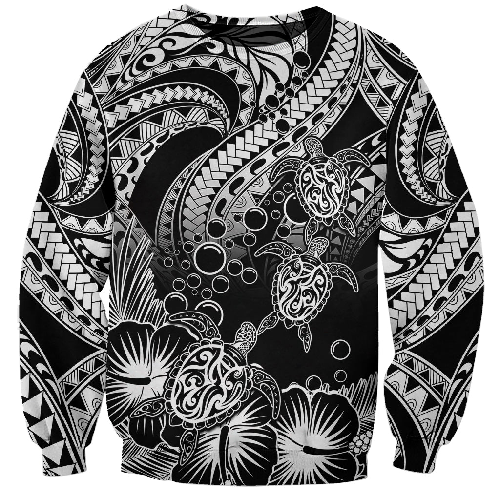 Personalised Polynesian Sweatshirt Tribal Honu Turtle with Hibiscus White Version