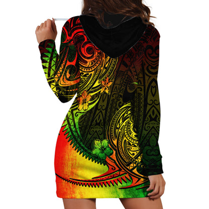 Personalised Polynesian Tribal Hoodie Dress Unique Reggae