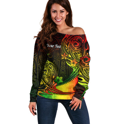 Personalised Polynesian Tribal Off Shoulder Sweater Unique Reggae
