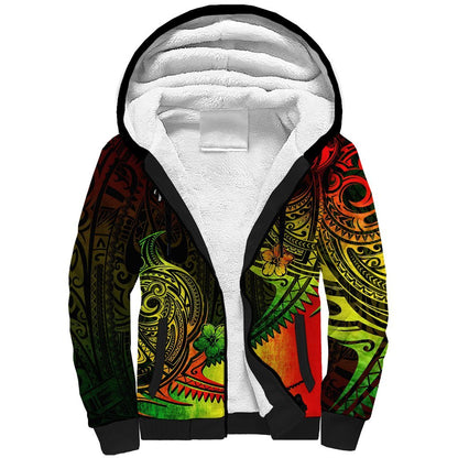 Polynesian Tribal Sherpa Hoodie Unique Reggae