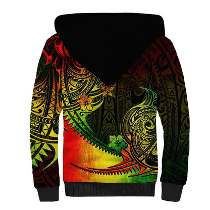 Polynesian Tribal Sherpa Hoodie Unique Reggae