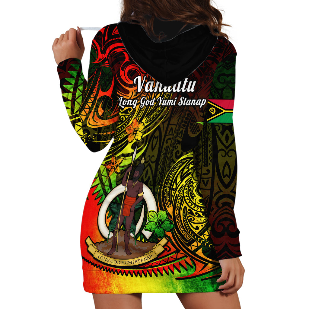 Polynesian Vanuatu Hoodie Dress Reggae Polynesia Long God Yumi Stanap
