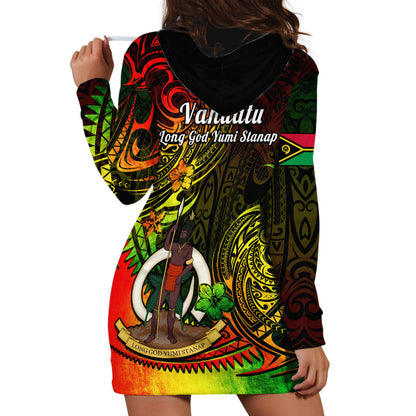 Polynesian Vanuatu Hoodie Dress Reggae Polynesia Long God Yumi Stanap