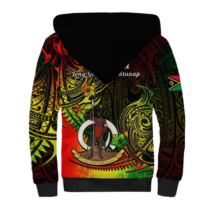 Polynesian Vanuatu Sherpa Hoodie Reggae Polynesia Long God Yumi Stanap