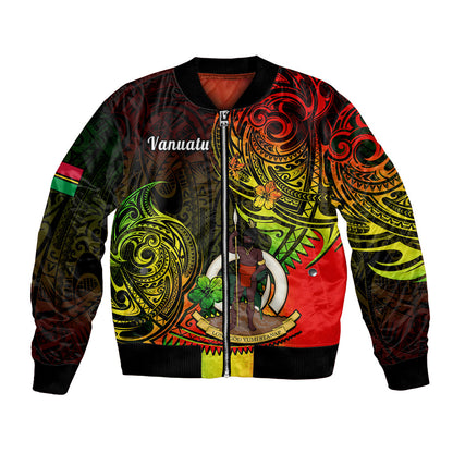 Personalised Vanuatu Bomber Jacket Reggae Polynesia Long God Yumi Stanap