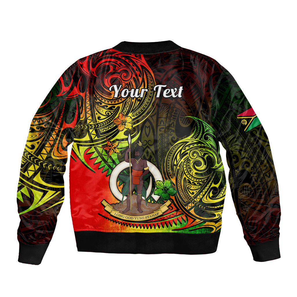 Personalised Vanuatu Bomber Jacket Reggae Polynesia Long God Yumi Stanap