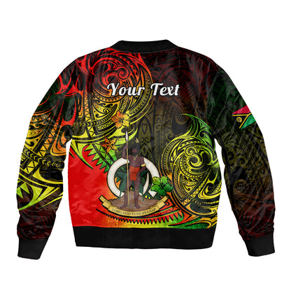 Personalised Vanuatu Bomber Jacket Reggae Polynesia Long God Yumi Stanap