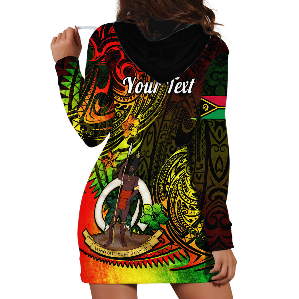 Personalised Vanuatu Hoodie Dress Reggae Polynesia Long God Yumi Stanap