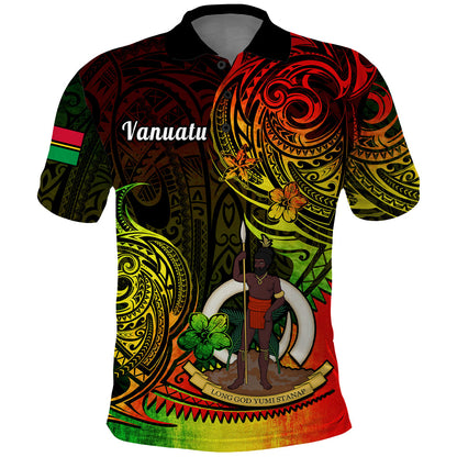 Personalised Vanuatu Polo Shirt Reggae Polynesia Long God Yumi Stanap