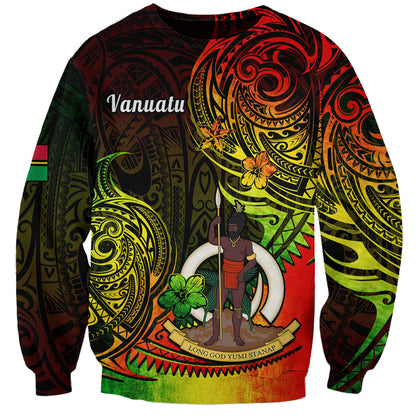 Personalised Vanuatu Sweatshirt Reggae Polynesia Long God Yumi Stanap
