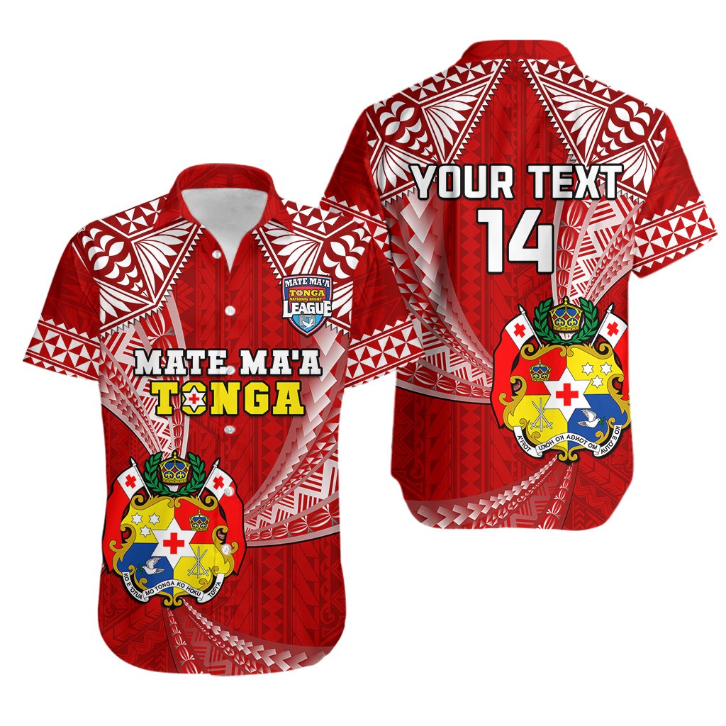 Custom Text And Number Tonga Rugby Hawaiian Shirt Mate Maa Tonga Pacific Tongan Ngatu