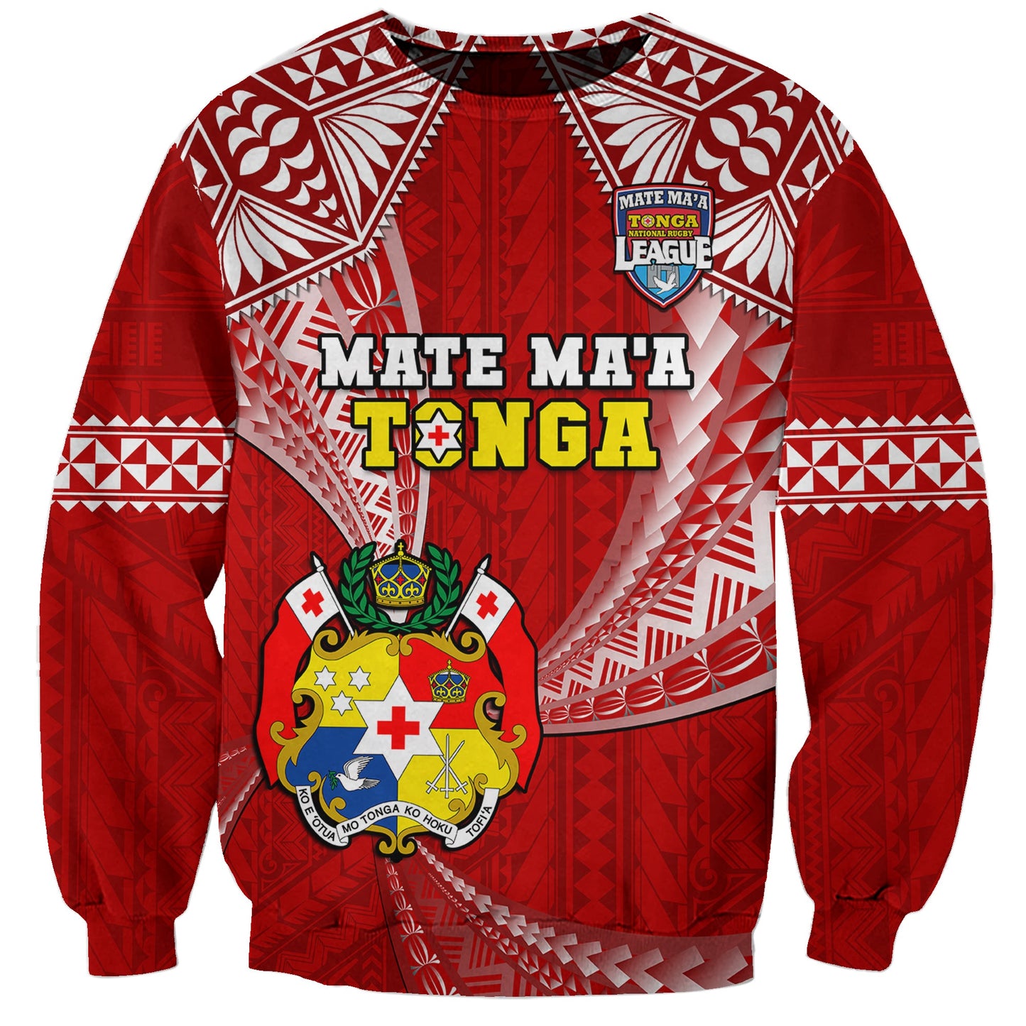 Custom Text And Number Tonga Rugby Sweatshirt Mate Maa Tonga Pacific Tongan Ngatu