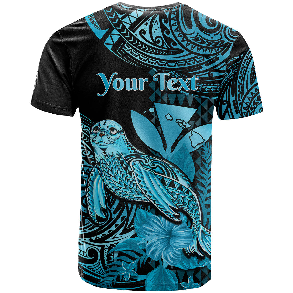 (Custom Personalised) Hawaii Monk Seal T Shirt Polynesian Kakau With Kanaka Turquoise