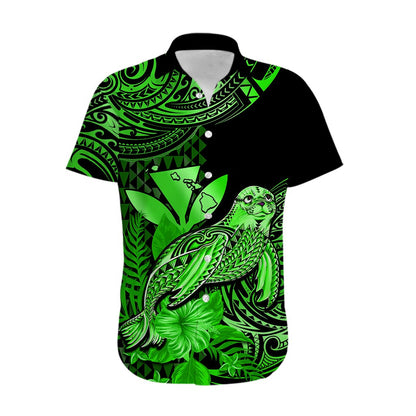 Custom Personalised Hawaii Monk Seal Hawaiian Shirt Polynesian Kakau With Kanaka Green