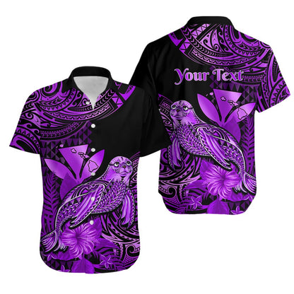 Custom Personalised Hawaii Monk Seal Hawaiian Shirt Polynesian Kakau With Kanaka Purple