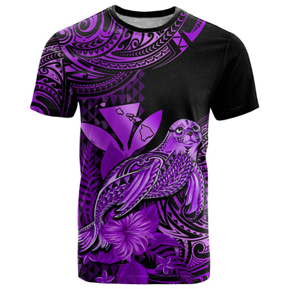 (Custom Personalised) Hawaii Monk Seal T Shirt Polynesian Kakau With Kanaka Purple