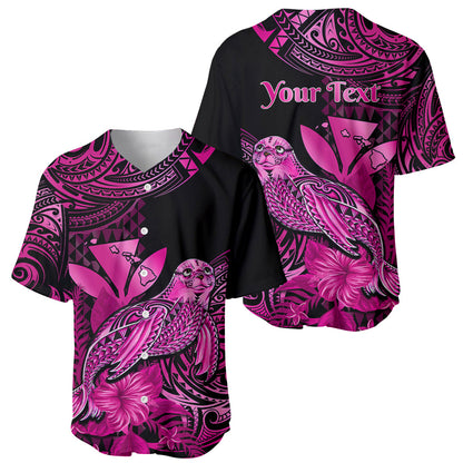 (Custom Personalised) Hawaii Monk Seal Baseball Jersey Polynesian Kakau With Kanaka Pink