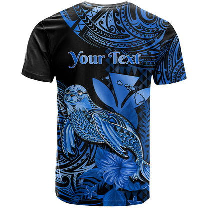 (Custom Personalised) Hawaii Monk Seal T Shirt Polynesian Kakau With Kanaka Blue
