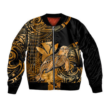 (Custom Personalised) Hawaii Monk Seal Bomber Jacket Polynesian Kakau With Kanaka Gold