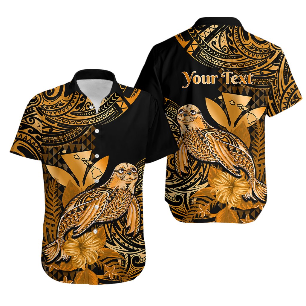 Custom Personalised Hawaii Monk Seal Hawaiian Shirt Polynesian Kakau With Kanaka Gold