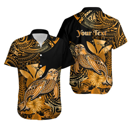 Custom Personalised Hawaii Monk Seal Hawaiian Shirt Polynesian Kakau With Kanaka Gold