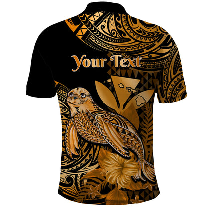Custom Personalised Hawaii Monk Seal Polo Shirt Polynesian Kakau With Kanaka Gold