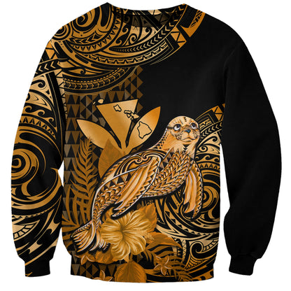 Custom Personalised Hawaii Monk Seal Sweatshirt Polynesian Kakau With Kanaka Gold