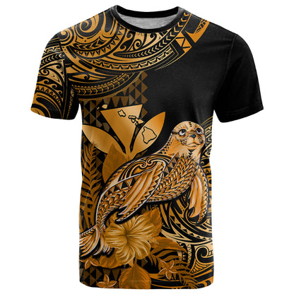 (Custom Personalised) Hawaii Monk Seal T Shirt Polynesian Kakau With Kanaka Gold