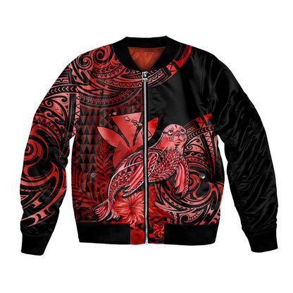 (Custom Personalised) Hawaii Monk Seal Bomber Jacket Polynesian Kakau With Kanaka Red