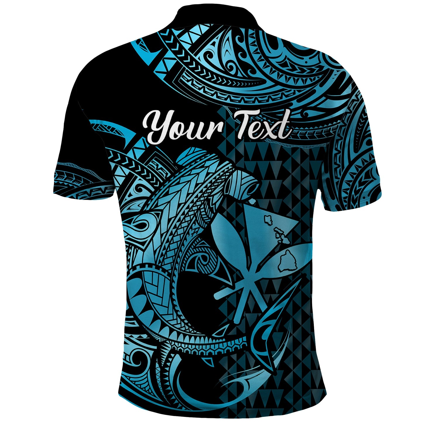 Custom Personalised Hawaii Hammerhead Shark Polo Shirt Polynesian Kakau With Kanaka Turquoise