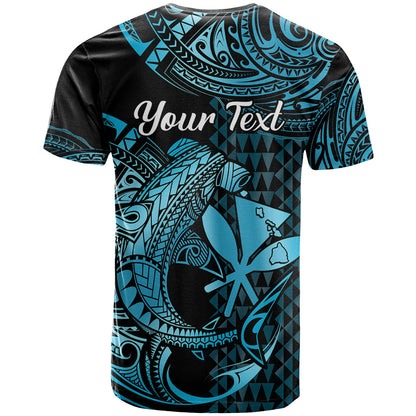 (Custom Personalised) Hawaii Hammerhead Shark T Shirt Polynesian Kakau With Kanaka Turquoise