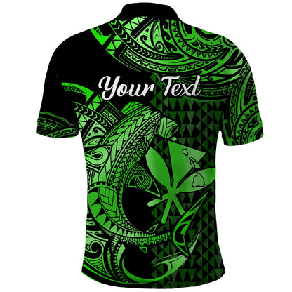 Custom Personalised Hawaii Hammerhead Shark Polo Shirt Polynesian Kakau With Kanaka Green