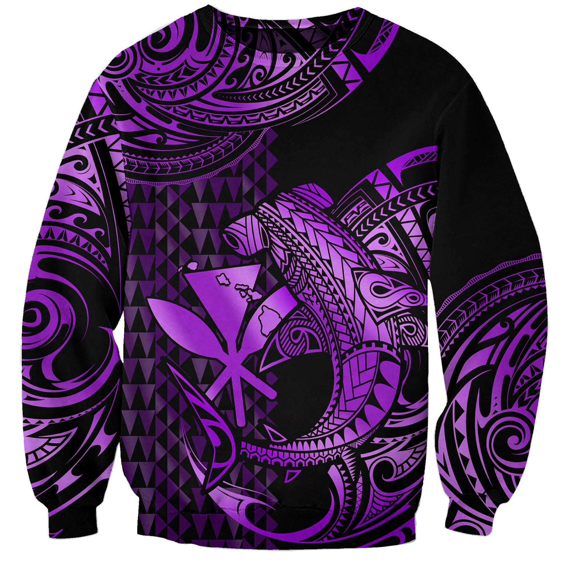 Custom Personalised Hawaii Hammerhead Shark Sweatshirt Polynesian Kakau With Kanaka Purple