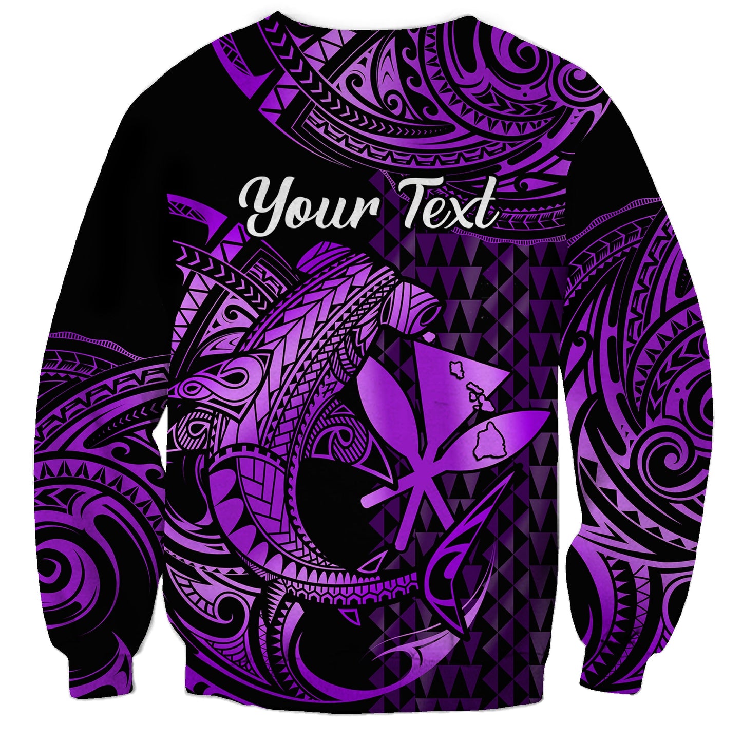 Custom Personalised Hawaii Hammerhead Shark Sweatshirt Polynesian Kakau With Kanaka Purple