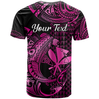 Custom Personalised Hawaii Hammerhead Shark T Shirt Polynesian Kakau With Kanaka Pink