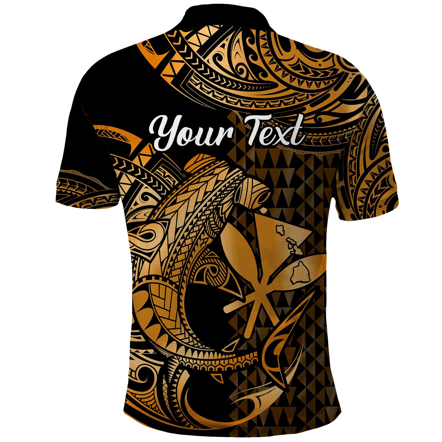 Hawaii Hammerhead Shark Polo Shirt Polynesian Kakau With Kanaka Gold