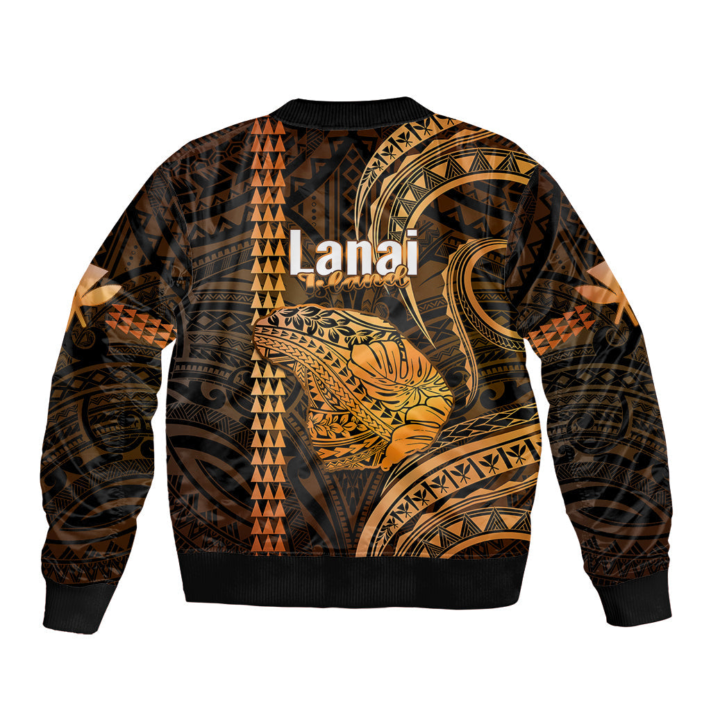 Polynesian Hawaiian Islands Bomber Jacket Lani Map Gold Kanaka With Kakau