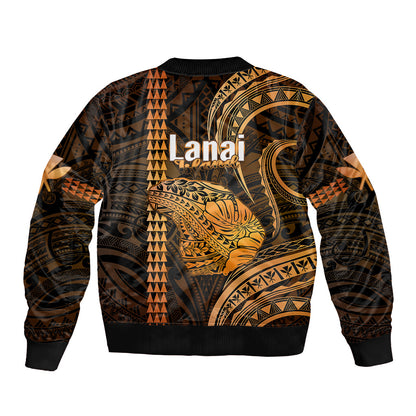 Polynesian Hawaiian Islands Bomber Jacket Lani Map Gold Kanaka With Kakau