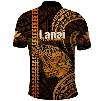 Polynesian Hawaiian Islands Polo Shirt Lani Map Gold Kanaka With Kakau