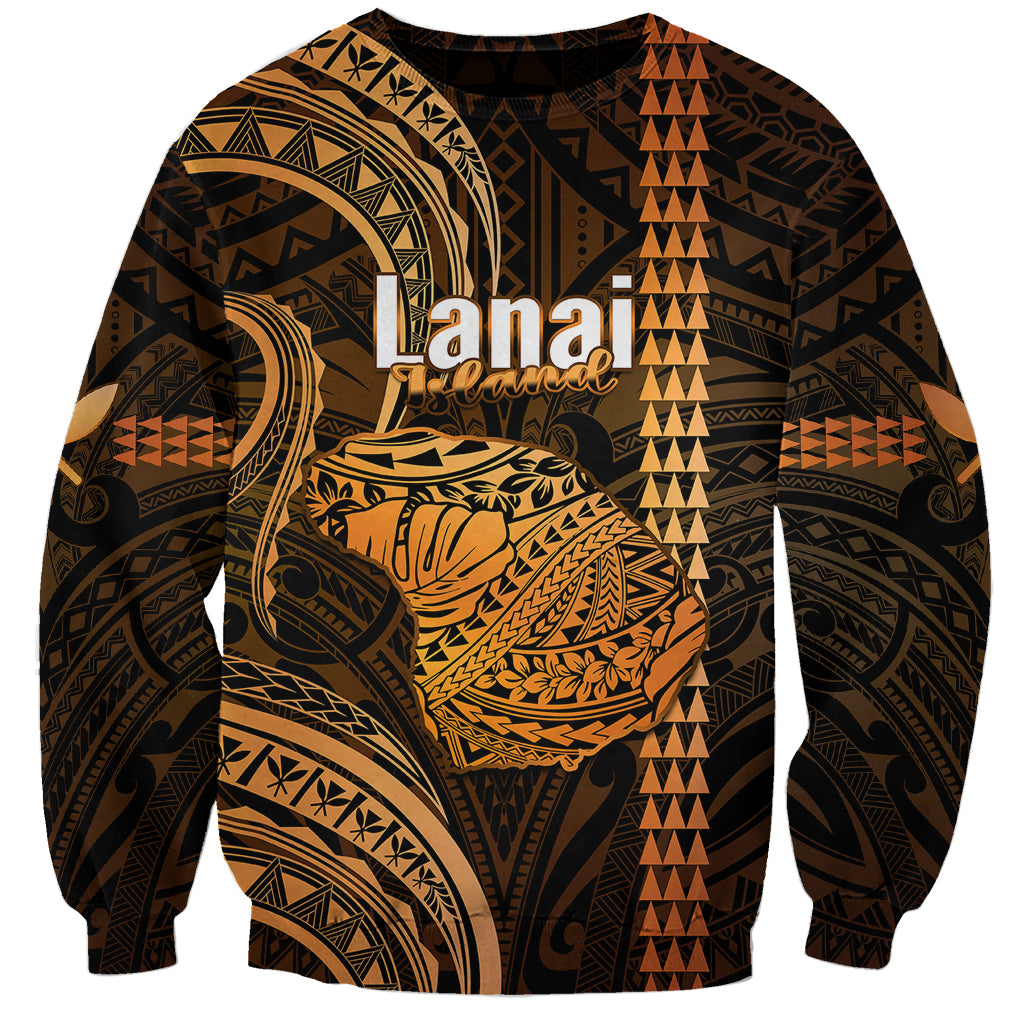 Polynesian Hawaiian Islands Sweatshirt Lani Map Gold Kanaka With Kakau