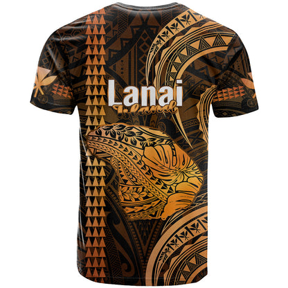 Polynesian Hawaiian Islands T Shirt Lani Map Gold Kanaka With Kakau