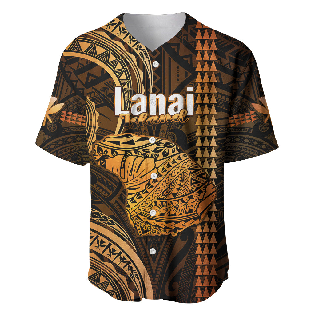 Personalised Hawaiian Islands Baseball Jersey Lani Map Gold Kanaka With Kakau