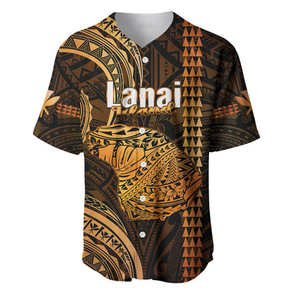 Personalised Hawaiian Islands Baseball Jersey Lani Map Gold Kanaka With Kakau